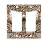 Elegante cubierta para interruptor de luz de arco, cubierta de enchufe, diseño decorativo color crema y dorado para todas las estaciones, placas de pared termoplásticas ornamentadas, balancín doble de