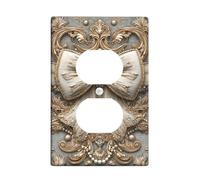 Elegante cubierta para interruptor de luz de arco, diseño decorativo color crema y dorado para todas las estaciones, placas de pared termoplásticas ornamentadas, toma dúplex individual de tamaño