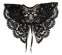 Elegante cuello de encaje desmontable para mujer, hebilla de perlas de anacardo, cuello falso, bufanda de poliéster transpirable para ocasiones informales, formal, color blanco (E)