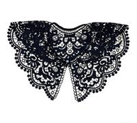 Elegante cuello de encaje desmontable para mujer, hebilla de perlas de anacardo, cuello falso, bufanda de poliéster transpirable para ocasiones informales, formal, color blanco (D)