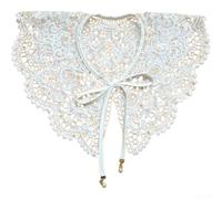 Elegante cuello de encaje desmontable para mujer, hebilla de perlas de anacardo, cuello falso, bufanda de poliéster transpirable para ocasiones informales, formal, color blanco (B)
