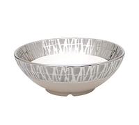 Elegante cuenco decorativo de cerámica de diseño, plato, cuenco decorativo en capuchino/plata/blanco, aprox. 20 x 20 x 7,5 cm.