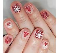 Elegante De Nieve Francés Flase Nails Celebración Navideña Aplicación Rápida Y Sencilla Para Cualquier Celebración Navideña