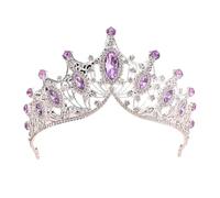 Elegante diadema de coronas grandes para actuaciones y cumpleaños con materiales de aleación resistentes y cristales elegantes