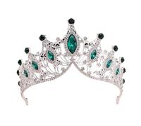 Elegante diadema de coronas grandes para actuaciones y cumpleaños con materiales de aleación resistentes y cristales elegantes