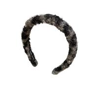 Elegante diadema de felpa con estampado de leopardo for mujer: diseño craneal alto(Grey)