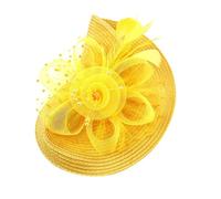 Elegante diadema de malla con plumas para fiestas deslumbrante accesorio para vestidos versátil y elegante tocado para ocasiones ideal para mujeres y decoraciones de (Yellow One Size)