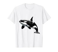 Elegante diseño de Ballena Orca. Camiseta gráfica económica, Hombre, Blanco, L