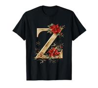 Elegante diseño de Flor de Pascua de la Letra Z de Navidad Camiseta