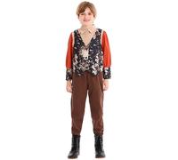 Elegante disfraz de cosplay, vestido de corte para actuaciones escénicas, Halloween, anime, juegos de rol, traje de encaje gótico, vestido histórico con cuello gótico (marrón, 9-10 años)