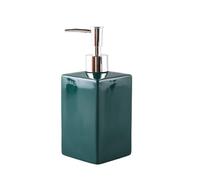 Elegante Dispensador de jabón cerámica, dispensador loción Forma Cuadrada 450 ml for encimera Cocina baño, Botella dispensadora líquido Mano con Bomba plástico Plateada Decoración de baño(Green)