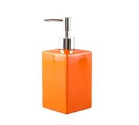 Elegante Dispensador de jabón cerámica, dispensador loción Forma Cuadrada 450 ml for encimera Cocina baño, Botella dispensadora líquido Mano con Bomba plástico Plateada Decoración de baño(Orange)