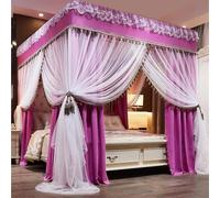 Elegante Dosel para Cama De Cuatro Postes con Mosquitera, Estructura De Acero Inoxidable, Cortinas Románticas para Mayor Privacidad En La Decoración del Purple W70.8 x L78.7in