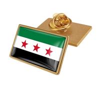 Elegante emblema histórico de las banderas de Siria, artesanía de hierro resistente, ideal para eventos conmemorativos e intercambios culturales, pin de solapa de bandera coleccionable, rectangle