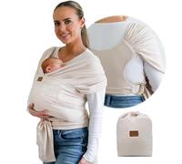 Elegante envoltura de portabebés beige y dorado: cómodo, suave y de apoyo, correa ajustable para mamá y papá, ideal para registro de bebés, recién nacido a niño, baby shower