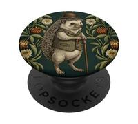 Elegante Erizo con Estampado Floral Estilo William Morris PopSockets PopGrip Adhesivo