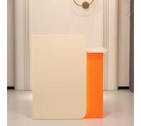 Elegante escritorio de recepción blanco con cajones ligeros y cerrables, mostrador frontal de madera moderno para oficina, salón, vestíbulo, hotel, hogar (beige y gris, 60 x 45)