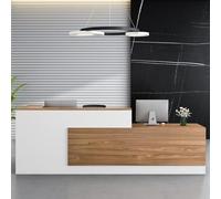 Elegante escritorio de recepción blanco de 63 pulgadas, mostrador de oficina con cajón para teclado, moderno Negozio para estética y uso en oficina, muebles elegantes de recepción L