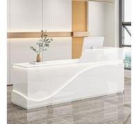 Elegante escritorio de recepción con cajones con cerradura de 140 cm, caja registradora y mostrador de oficina para salón y venta al por menor, mejora la eficiencia y organización empresarial