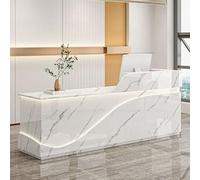 Elegante escritorio de recepción con cajones con cerradura de 140 cm, mostrador de efectivo y oficina para salones y tiendas minoristas, mejora la eficiencia y organización empresarial