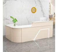 Elegante escritorio de recepción con luces, moderno cajero y vestíbulo, elegante mueble de recepción para negocios, elegante escritorio de cajero para espacios minoristas