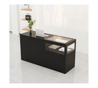 Elegante escritorio de recepción con pantalla de vidrio templado. Elegante estación de trabajo de oficina y salón de belleza para uso profesional. Diseño moderno, duradero y funcional
