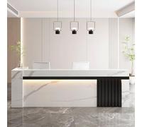 Elegante escritorio de recepción de 1 m con iluminación suave, elegante mostrador frontal para oficinas, tiendas de ropa y salones de belleza, diseño moderno con contenedor de almacenamiento