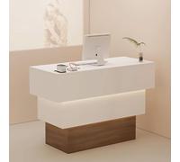 Elegante escritorio de recepción de salón con iluminación suave | Elegante mostrador frontal para salones, tiendas de ropa y restaurantes | Moderno escritorio de recepcionista