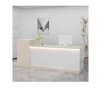 Elegante escritorio de recepción moderno, elegante mostrador de oficina gris y blanco, muebles duraderos de alta frecuencia para áreas de recepción, orientación derecha de 100 cm