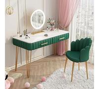 Elegante escritorio de tocador con cajones y espejo, juego de mesa de maquillaje compacto para dormitorio y estudio, elegante armario de almacenamiento perfecto para nización