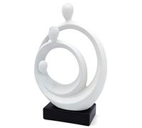 Elegante escultura « Familia » - Moderna figura de cerámica de 34 cm - Decoración intemporal para el salón y para el nacimiento - Estatua decorativa en blanco y negro