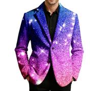 Elegante esmoquin festivo de pana con lentejuelas para hombre, con brillo y patrón listo para fiestas, discotecas, escenarios, Morado (, XL