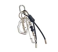 Elegante espejo de cristal con llavero de cuero, herramienta de belleza portátil, soporte de metal para bolsa, dije ligero para viajes, maquillaje, plata, Talla única
