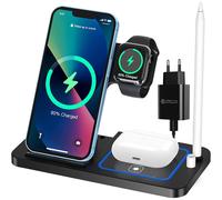 Elegante estación de carga inalámbrica para Apple y Samsung, base de carga rápida 3 en 1 con funciones de seguridad, diseñada para viajes y el