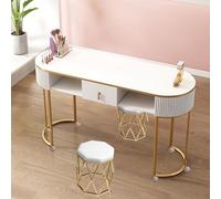Elegante estación de mesa de manicura para técnicos de uñas, escritorio moderno de madera con cajones, muebles funcionales de salón de belleza y spa para artistas profesionales de uñas