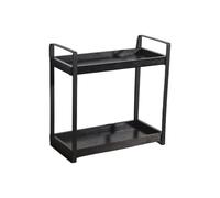 Elegante estante de madera resistente con marco de metal para cocina y baño, suministros de oficina, organización de uso casual, estante multifuncional