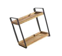 Elegante estante de madera resistente con marco de metal para cocina y baño, suministros de oficina, organización de uso casual, estante multifuncional