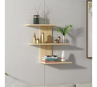 Elegante Estante de Pared, Acabado de Roble, 69,8 x 21,4 x 59,6 cm, Tablero de partículas Recubierto de melamina, 18 mm de Grosor, solución de Almacenamiento versátil para el hogar y la Oficina