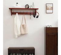 Elegante estante de pared de madera con ganchos, perchero decorativo para entrada, baño, dormitorio, sala de estar, organizador montado en la pared con ganchos de fácil almacenamiento