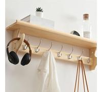 Elegante estante de pared de madera con ganchos, perchero decorativo para entrada, baño, dormitorio y sala de estar, organizador de pared con ganchos de fácil almacenamiento