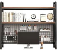 Elegante estantería de metal negro para escritorio, organizador de almacenamiento versátil con panel de rejilla para oficina en casa y dormitorio, ideal para escritorios de computadora (75 x 20 x 98