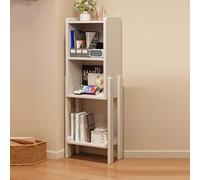 Elegante estantería esquinera blanca con patas de gabinete, estantes de exhibición multicolor, bordes redondeados, diseño único alto y bajo, perfecto para decoración del hogar (43.3 pulgadas)