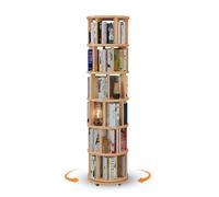 Elegante estantería giratoria de madera maciza de 5 niveles con ruedas, unidad de almacenamiento de esquina que ahorra espacio para espacios pequeños, estantería de madera de diseño moderno, perfecta