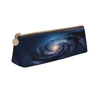 Elegante estuche de cuero con estampado de galaxia de la Vía Láctea del universo con cremallera, organizador para bolígrafos, marcadores, pequeños artículos de papelería