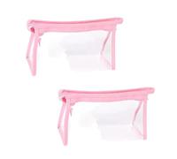 Elegante estuche transparente con cierre de cremallera y soporte para bolígrafo, paquete de 2 bolsas de maquillaje impermeables de TPU para artículos de aseo de viaje, 20 x 12 x 8 cm, Pink, M, 32 x 32