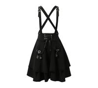Elegante falda de tirantes casual con lazo decorativo delicado ribete de encaje en estampado floral romántico para diferentes ocasiones, Negro , L