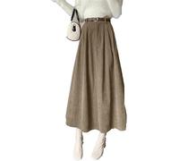 Elegante falda larga de pana para mujer, cintura alta, elástica, acampanada, falda larga de pana para otoño e invierno, 65, S