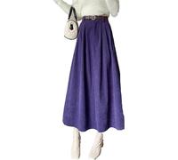 Elegante falda larga de pana para mujer, cintura alta elástica, línea A, falda maxi de pana para otoño e invierno, falda acampanada, 63, L