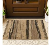 Elegante felpudo a rayas, color marrón y negro, para interiores y exteriores, decoración moderna, antideslizante, impermeable, antipolvo, fácil mantenimiento, 73 x 43 cm