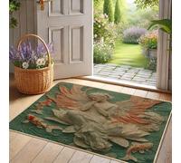 Elegante felpudo de ángel, alas de coral para interiores y exteriores, para decoración de primavera, ecológico, antideslizante y absorbente de polvo, fácil de limpiar, 73 x 43 cm